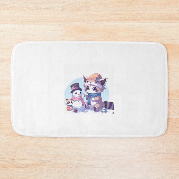 Item preview, Kawaii Raccoons Building Snowmen designed and sold by Targa-desing.