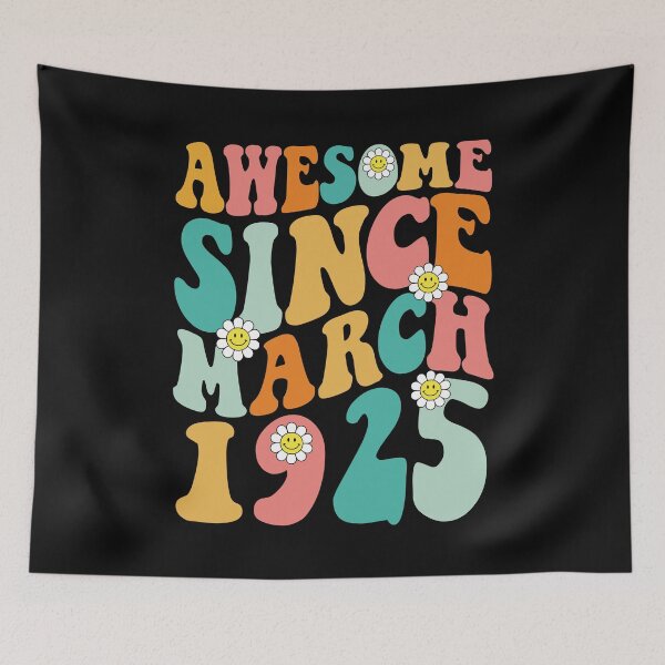 Item preview, Awesome Since March 1925 | Made In 1925 | Retro Groovy Birthday designed and sold by Christina-grich.