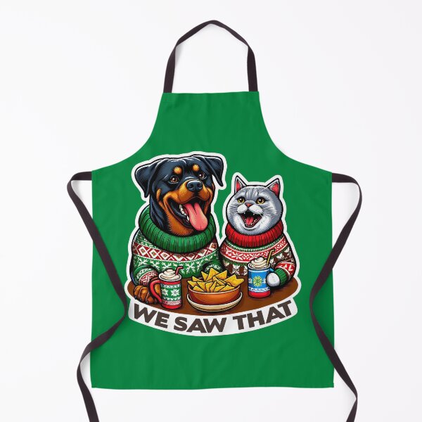 Item preview, We Saw That meme Rottweiler Dog Scottish Fold Cat Ugly Christmas Sweater Nachos Hot Chocolate designed and sold by plushism.