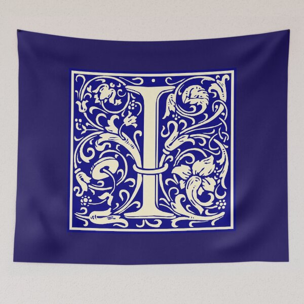 Item preview, William Morris Vintage Letter I Monogram Initial Blue designed and sold by Jeallan Designs.