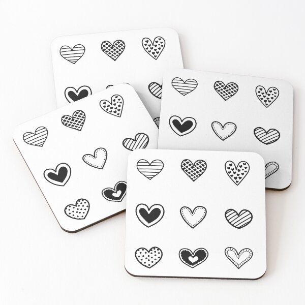 Item preview, Black and white heart doodles set designed and sold by wonderxwander.