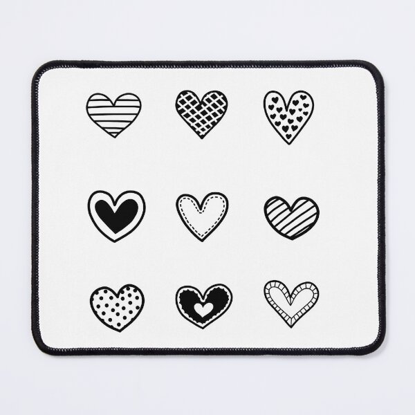 Item preview, Black and white heart doodles set designed and sold by wonderxwander.