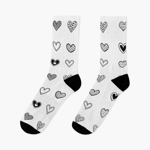 Item preview, Black and white heart doodles set designed and sold by wonderxwander.