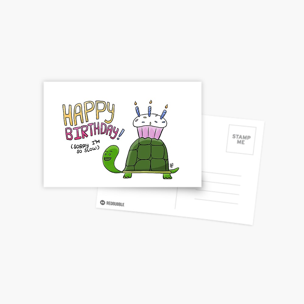 Carte De Vœux Joyeux Anniversaire D Une Tortue Par Drastudio Redbubble