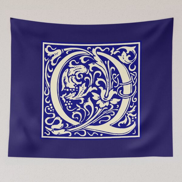 Item preview, William Morris Vintage Letter Q Monogram Initial Blue designed and sold by Jeallan Designs.