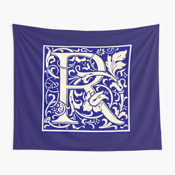 Item preview, William Morris Vintage Letter R Monogram Initial Blue designed and sold by Jeallan Designs.