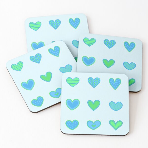 Item preview, Blue and green heart doodles set designed and sold by wonderxwander.
