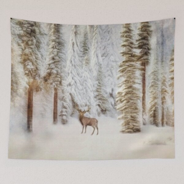 Item preview, Winter Mood With A Deer In The Snowy Forest  designed and sold by Pretty-Bird.