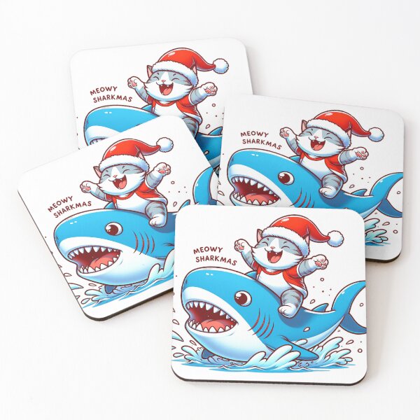Item preview, Meowy Sharkmas - Meowy Sharkmas with Festive Feline & Shark! designed and sold by Sonic-Store.