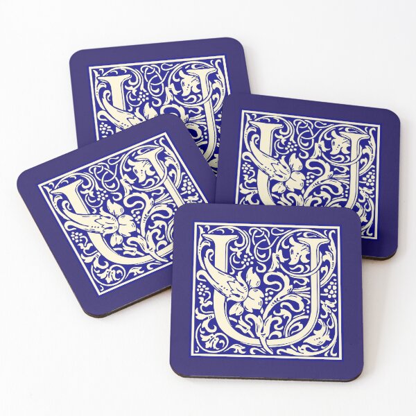 Item preview, William Morris Vintage Letra U Monograma Inicial Azul designed and sold by Jeallan Designs.