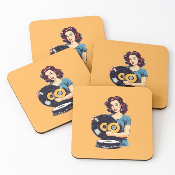 Item preview, Vintage Vinyl Siren: A Pinup Beauty Embracing the Groove designed and sold by OURBYPRODUCTS.