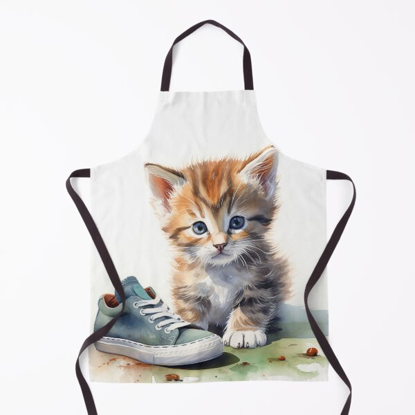 Item preview, Cute kitten watercolor painting with a baby shoe designed and sold by mliotard.