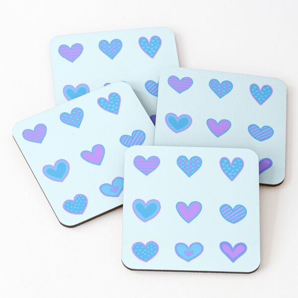 Item preview, Blue and purple heart doodles set designed and sold by wonderxwander.