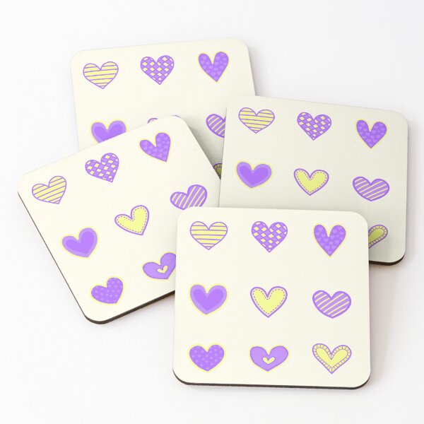 Item preview, Purple and yellow heart doodles set designed and sold by wonderxwander.