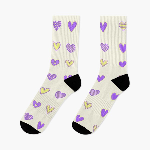 Item preview, Purple and yellow heart doodles set designed and sold by wonderxwander.