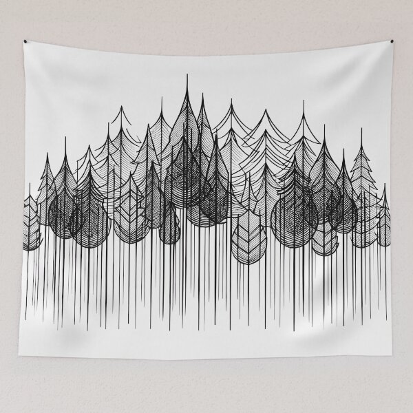Item preview, Minimalist black line abstract forest designed and sold by OutdoorMemories.