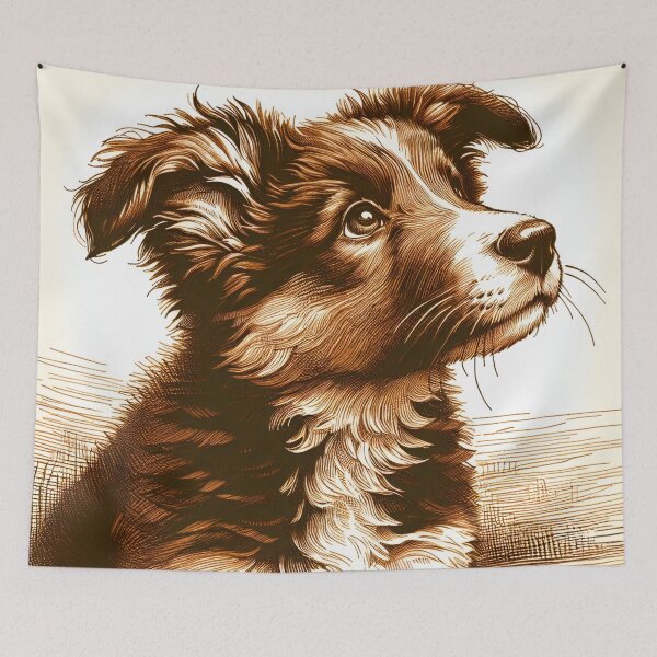 Item preview, Curious Puppy in Warm Sepia Tones designed and sold by PictorialWhimsy.