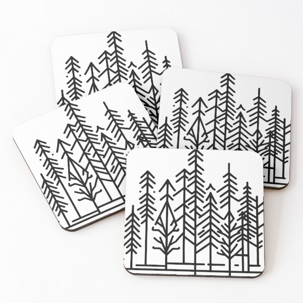 Item preview, Minimalist black line art geometrical abstract forest designed and sold by OutdoorMemories.