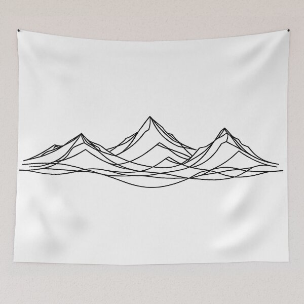 Item preview, Minimalist black line art mountain range designed and sold by OutdoorMemories.