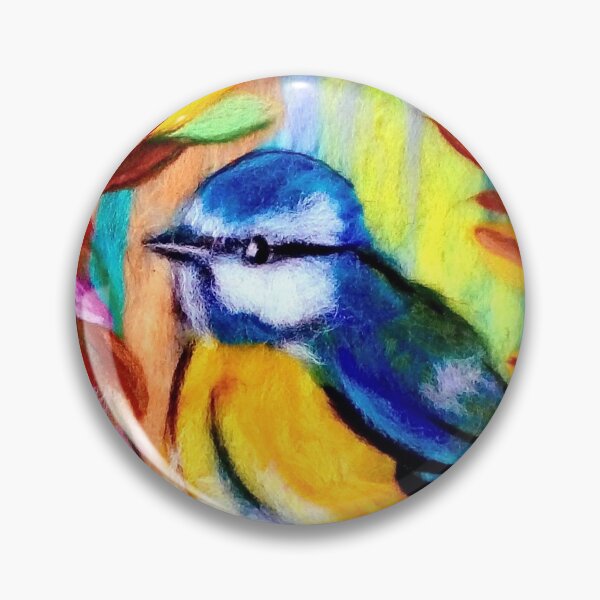 Item preview, blue tit garden bird carded wool felting tit garden birds designed and sold by FLEURDELAINE04.