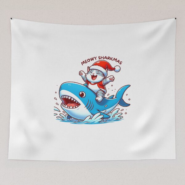 Item preview, Meowy Sharkmas - Holiday Glee with Paws & Jaws: It's Meowy Sharkmas Time! designed and sold by Sonic-Store.