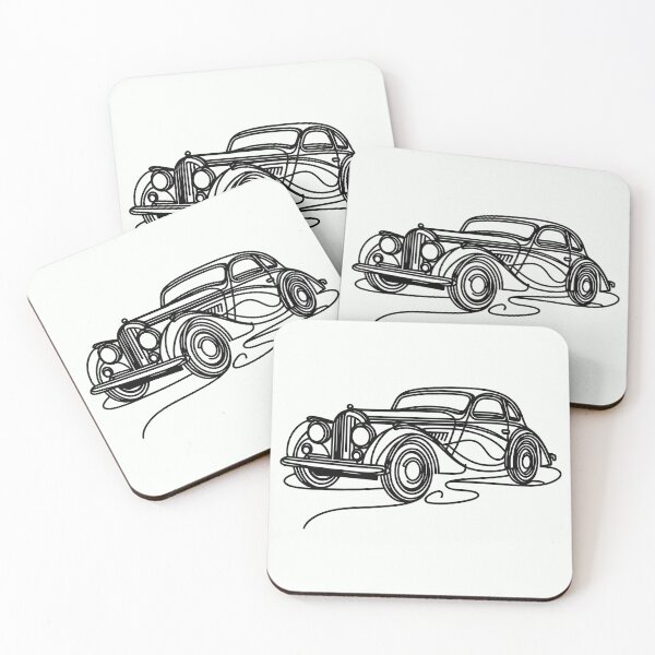 Item preview, Minimalist black line art vintage car designed and sold by OutdoorMemories.