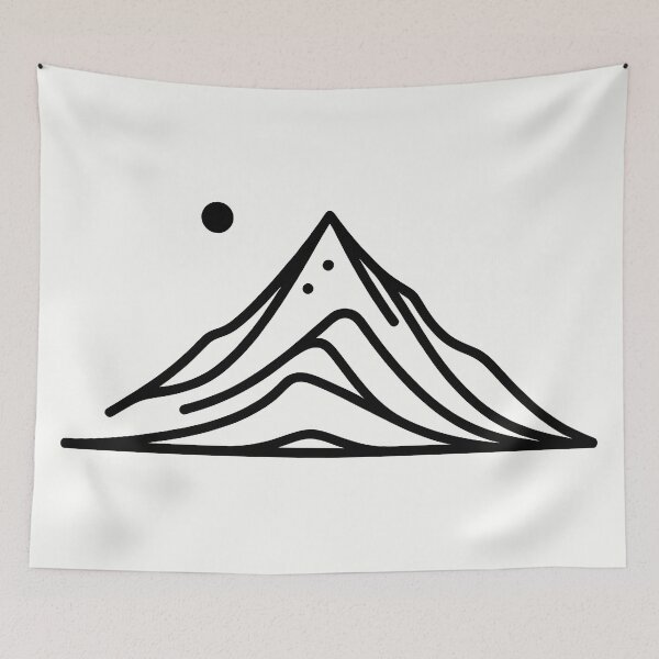 Item preview, Minimalist line art mountain and sun designed and sold by OutdoorMemories.