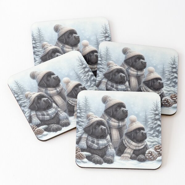 Item preview, Newfoundlands in Winter Hats and Scarves designed and sold by Animals-on-me.