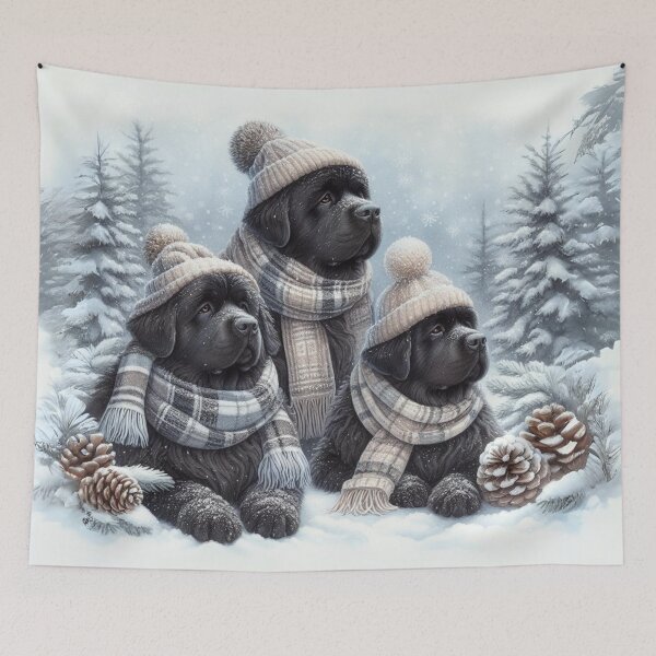 Item preview, Newfoundlands in Winter Hats and Scarves designed and sold by Animals-on-me.