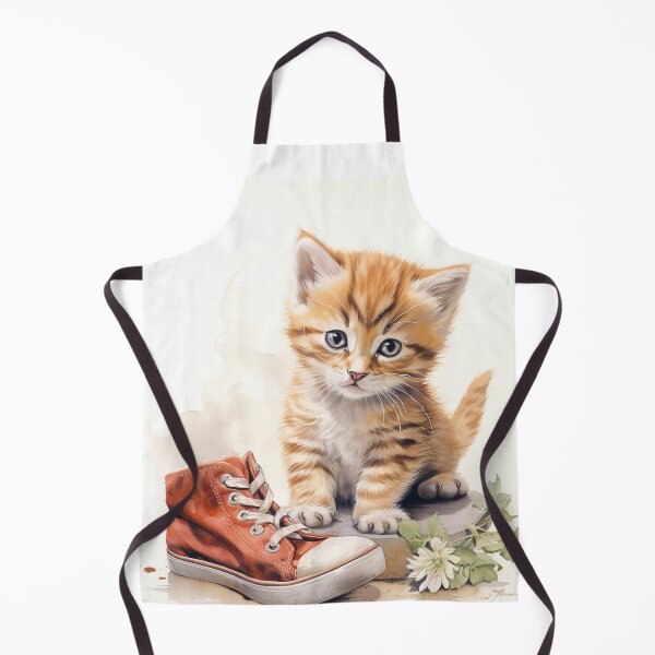 Item preview, Cute kitten watercolor painting with a baby shoe designed and sold by mliotard.