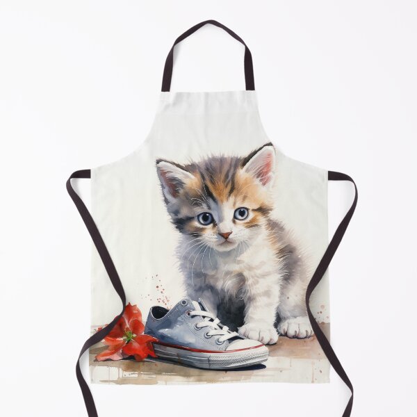 Item preview, Cute kitten watercolor painting with a baby shoe designed and sold by mliotard.