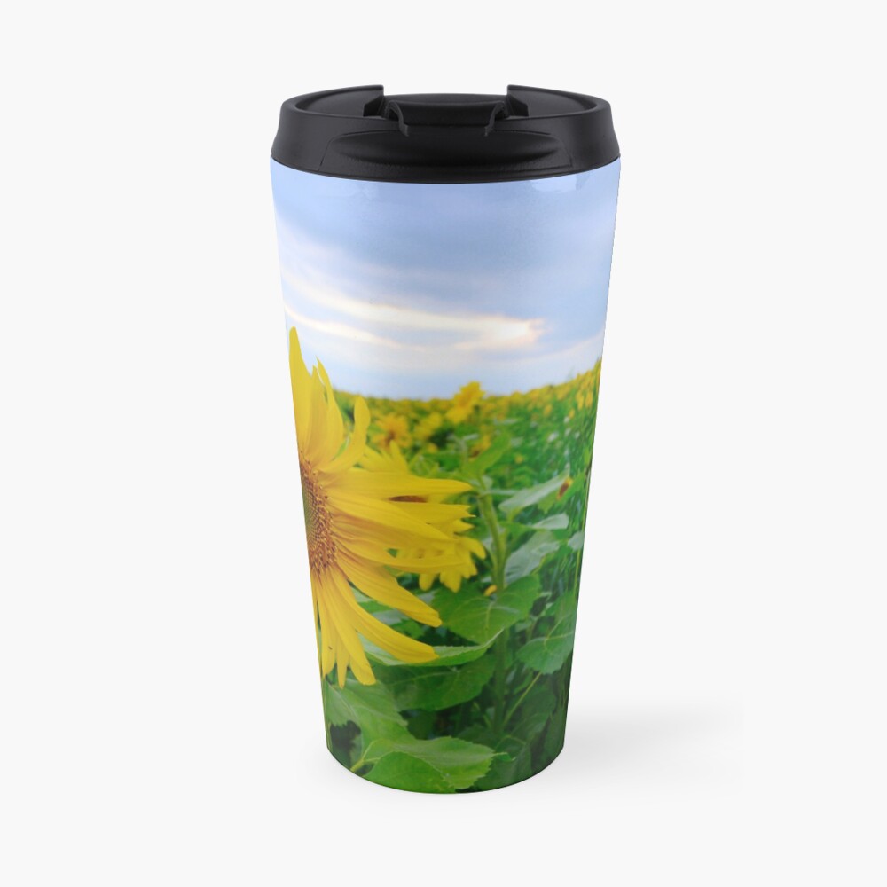 Sunflowers under a blue sky Travel Mug