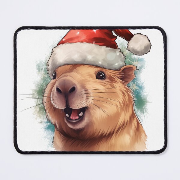 Item preview, Happy smiling capybara in christmas cap designed and sold by GoodThings66.
