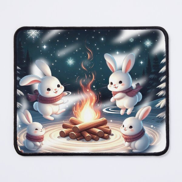 Item preview, "Cute Rabbits Winter Dance: Whimsical Spinning by the Fire" designed and sold by Huycao211.