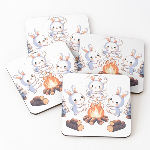 Item preview, "Cute Rabbits Winter Dance: Whimsical Spinning by the Fire" designed and sold by Huycao211.