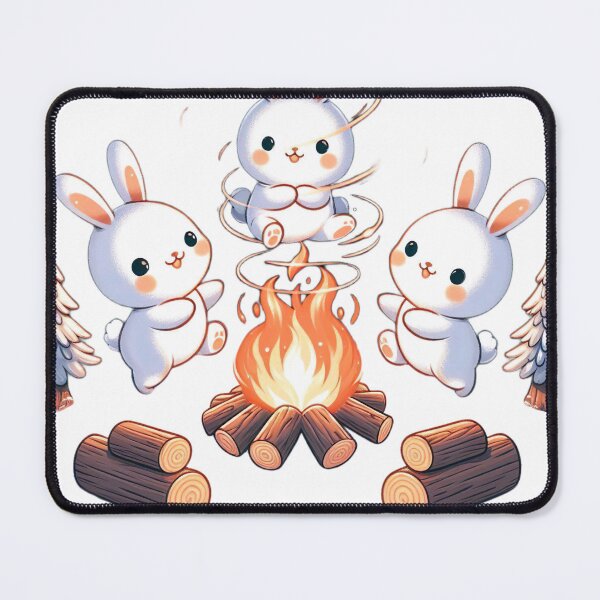 Item preview, "Cute Rabbits Winter Dance: Whimsical Spinning by the Fire" designed and sold by Huycao211.
