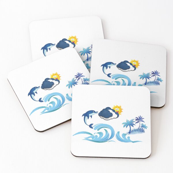 Item preview, Dolphin cloud sun tree sea and scenary designed and sold by manishmagic.