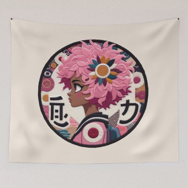 Item preview, Digital Illustration of Manga Girl with Embroidery Effect designed and sold by GALUMARKET.