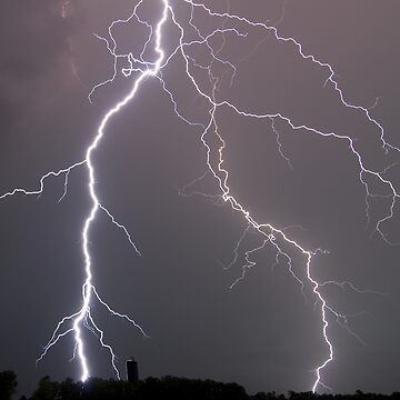 Artwork thumbnail, Lightning in a steely gray sky by SkyDiary