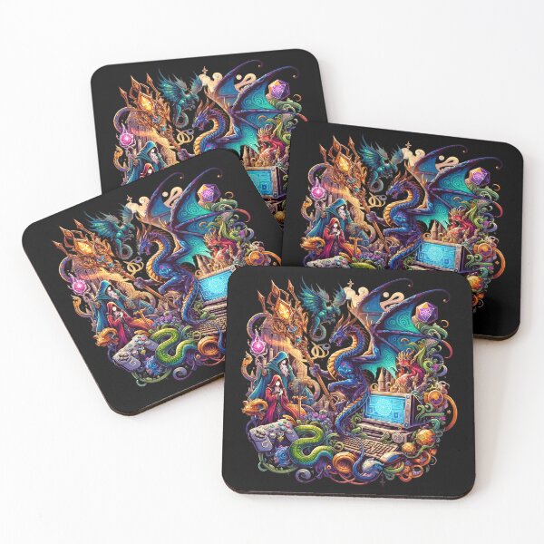 Item preview, Enchanted Realm: Wizard & Dragon Fantasy Gaming Artwork Funny Gifts For Gamers And Streamers designed and sold by BadhbhArt.