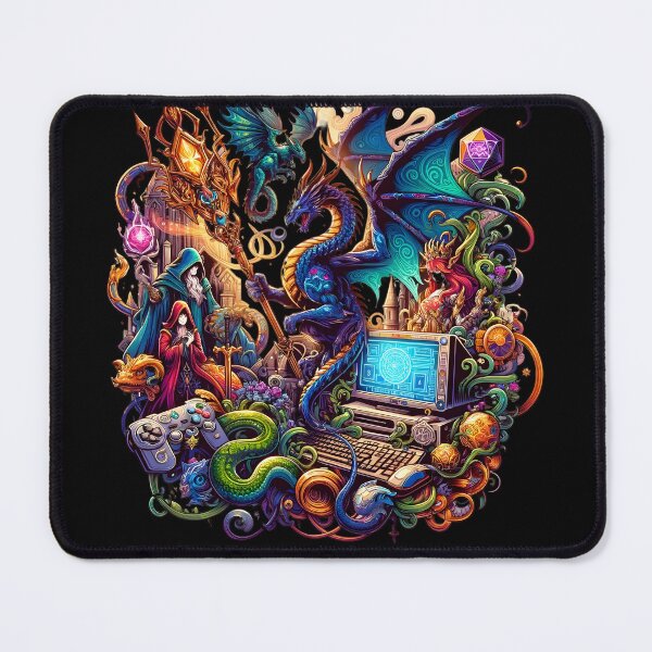 Item preview, Enchanted Realm: Wizard & Dragon Fantasy Gaming Artwork Funny Gifts For Gamers And Streamers designed and sold by BadhbhArt.