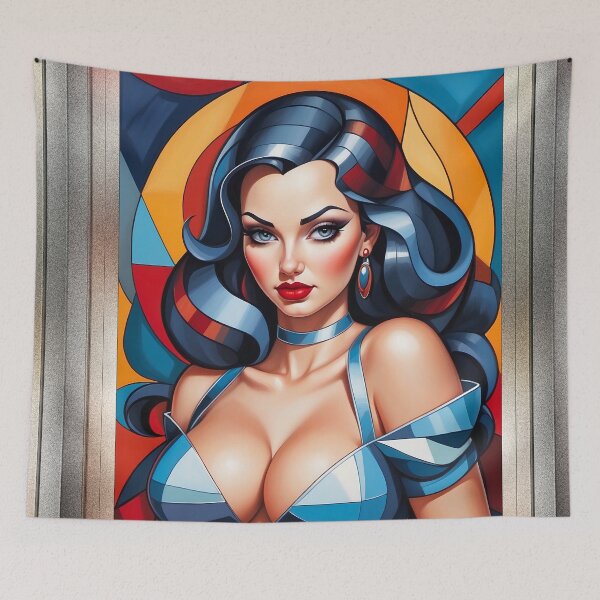 Aperçu de l'œuvre « Un cubisme géométrique capturé par Pin Up, un portrait enchanteur AI Concept Art » par Xzendor7 créée et vendue par Xzendor7 Digital Art Creations.