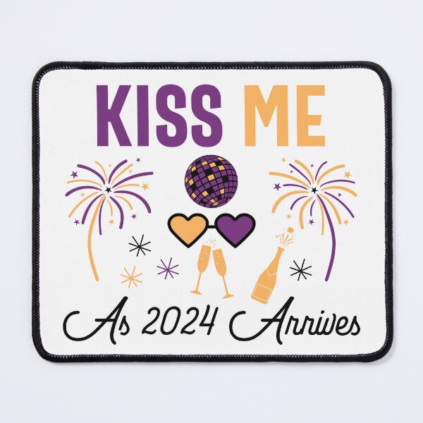 Item preview, Kiss Me As 2024 Arrives - Romantic New Year Celebration (Black, Purple, and Yellow Design) designed and sold by Spiprinto.