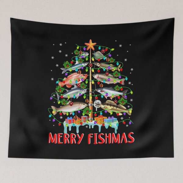 Item preview, Merry Fishmas Christmas Tree Fish with Lights Funny Fishing designed and sold by Smix Pixels.