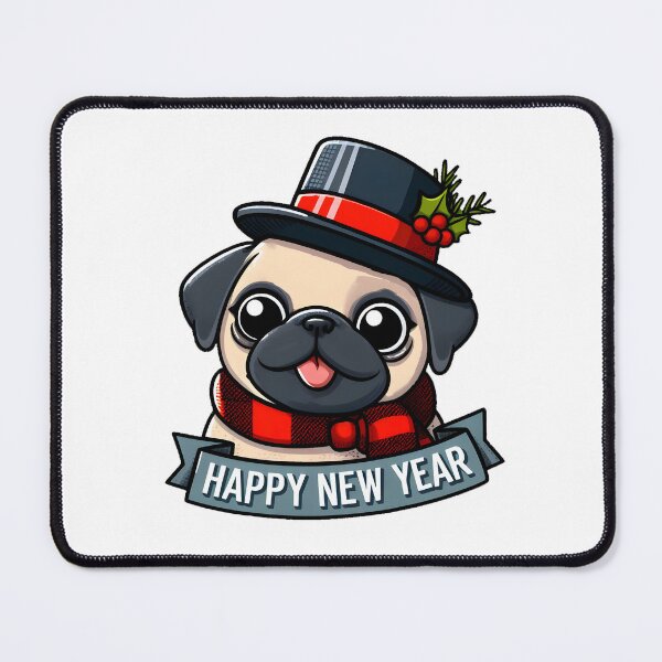 Item preview, Pug Cheers: Stylish New Year Greetings designed and sold by EpicPaws.
