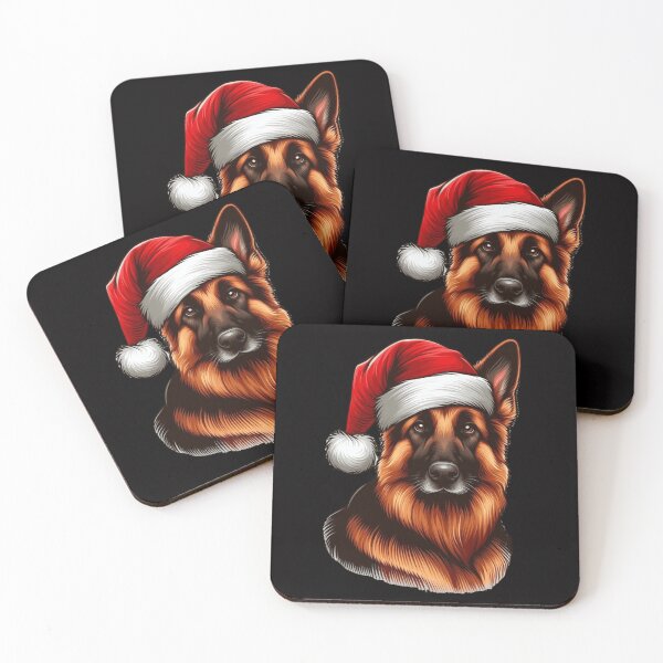 Item preview, German Shepherd in a Santa Hat designed and sold by HeadTurningArt.