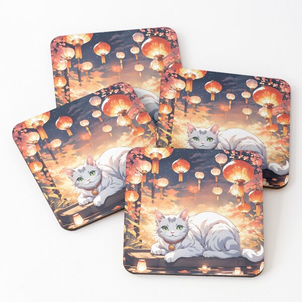 Item preview, Lantern festival anime cat designed and sold by MangetsuArt.