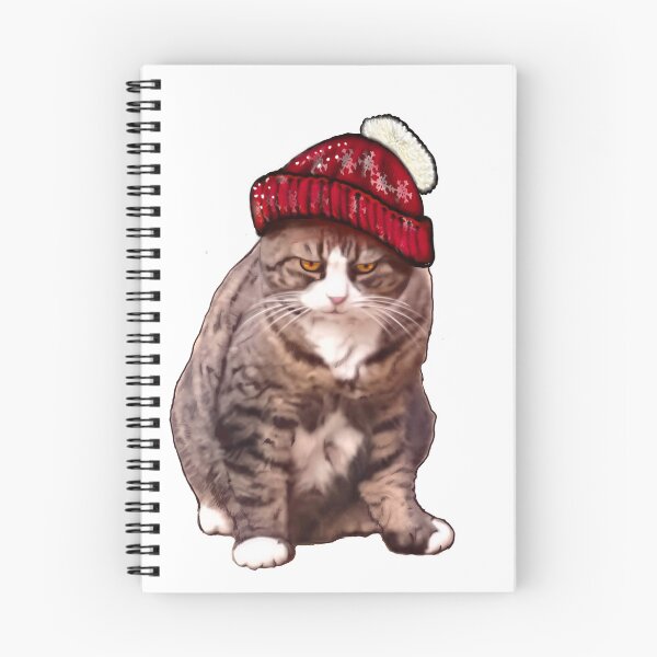 Item preview, Funny Cute Kitty Cat Kitten in festive red winter hat Grumpy Puss cats designed and sold by Artonmytee.