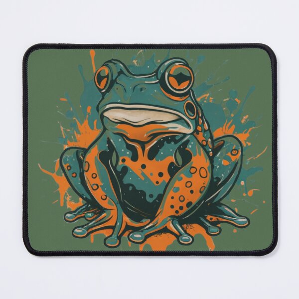 Item preview, Cool Frog with Green and Orange Splatter designed and sold by TugForkFinds.