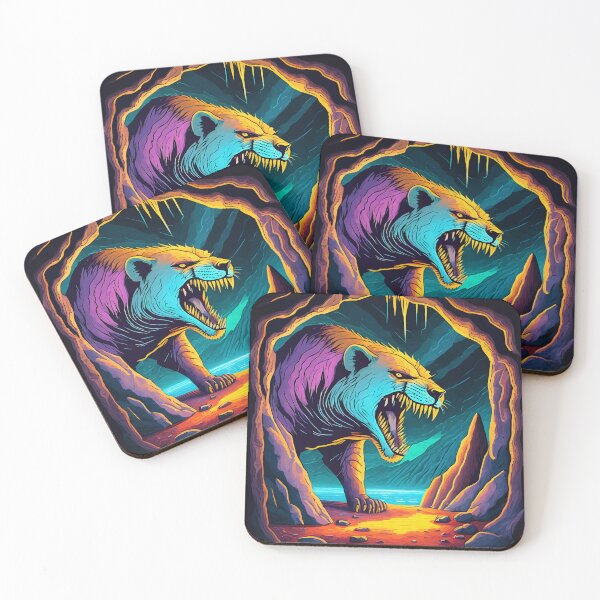 Item preview, synthwave prehistoric sabretooth cat designed and sold by J-Brezy.